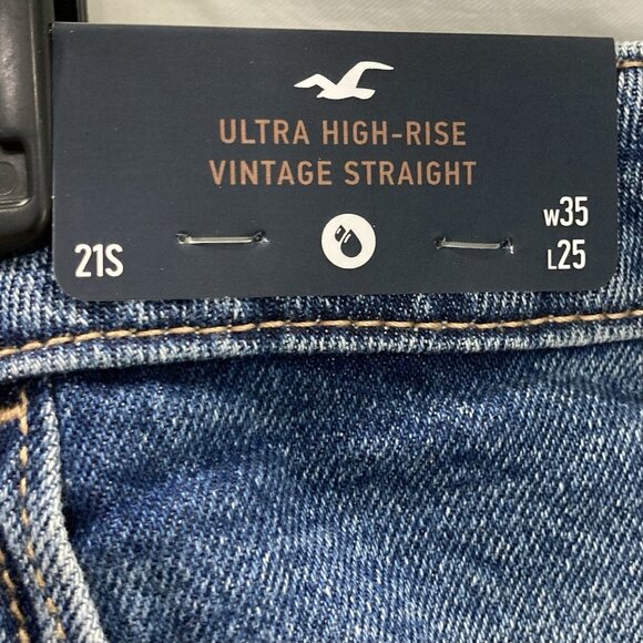 Hollister Vintage Straight Jeans Womens 21S Ultra High Rise Denim Distressed 90s - Picture 9 of 11